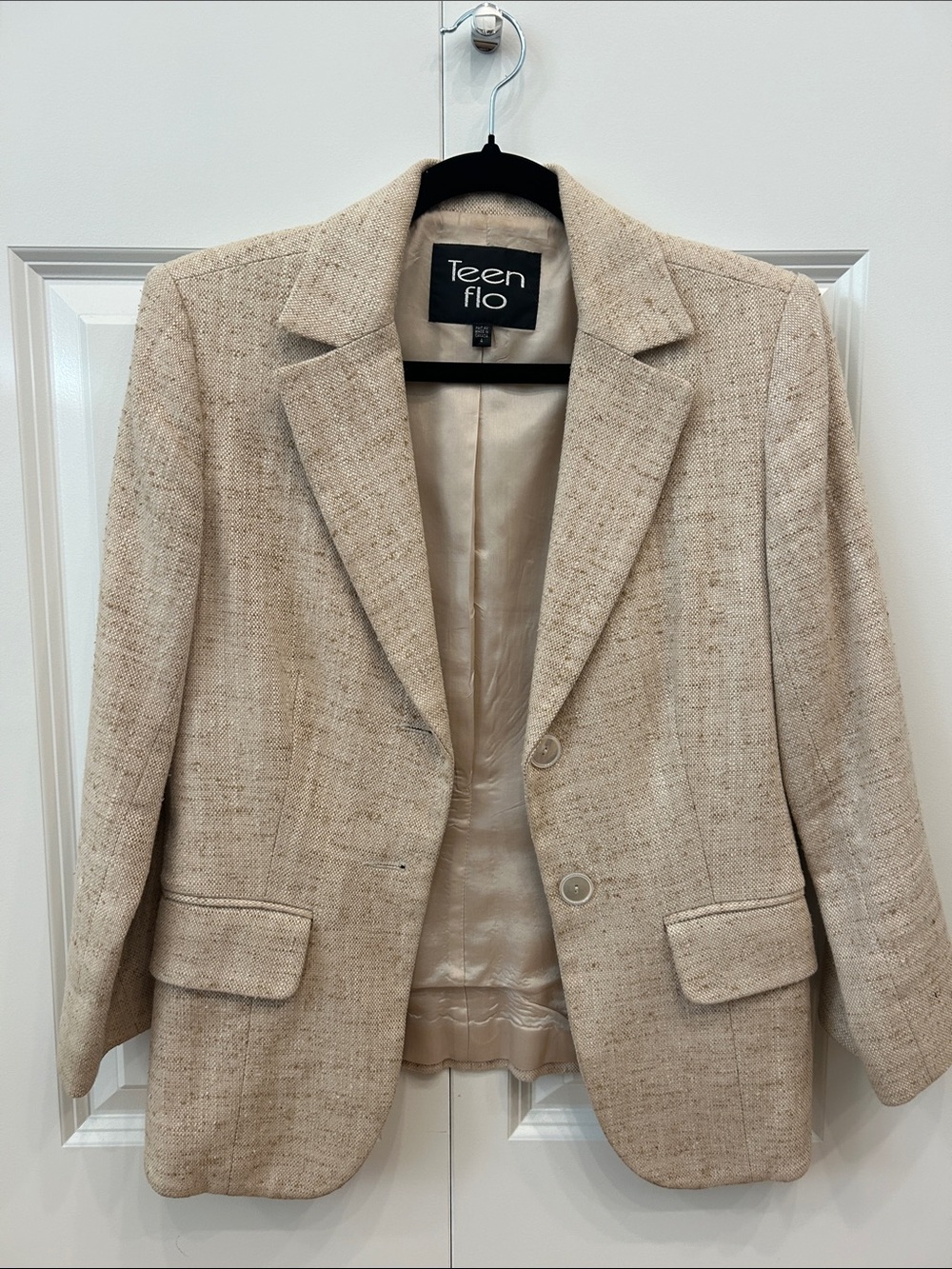 Teenflo Beige Tweed Sport Coat Blazer